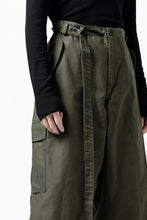 画像をギャラリービューアに読み込む, Y's WRAP WAIST PANTS ARMY-DETAIL / BACK SATIN VULCANIZATION COTTON (KHAKI)