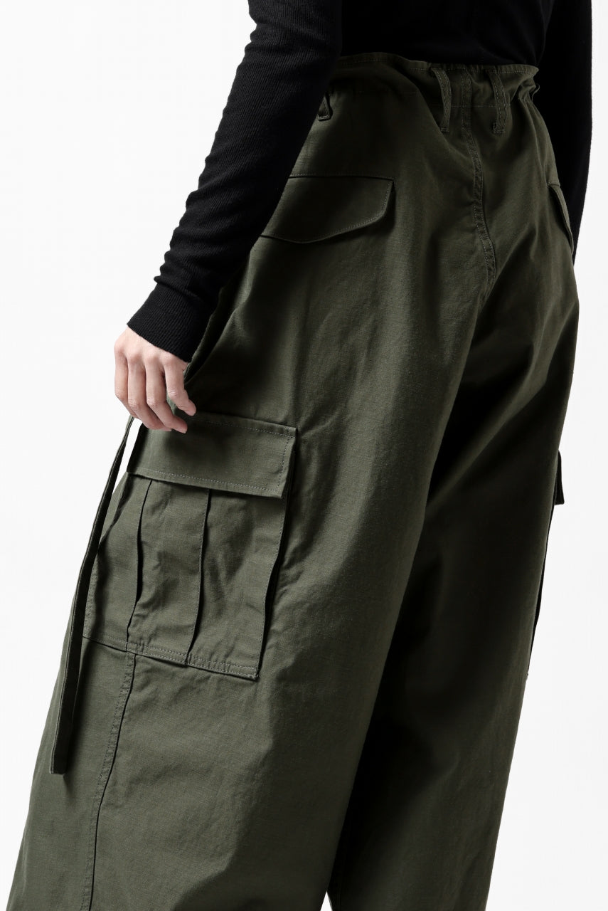 画像をギャラリービューアに読み込む, Y's WRAP WAIST PANTS ARMY-DETAIL / BACK SATIN VULCANIZATION COTTON (KHAKI)