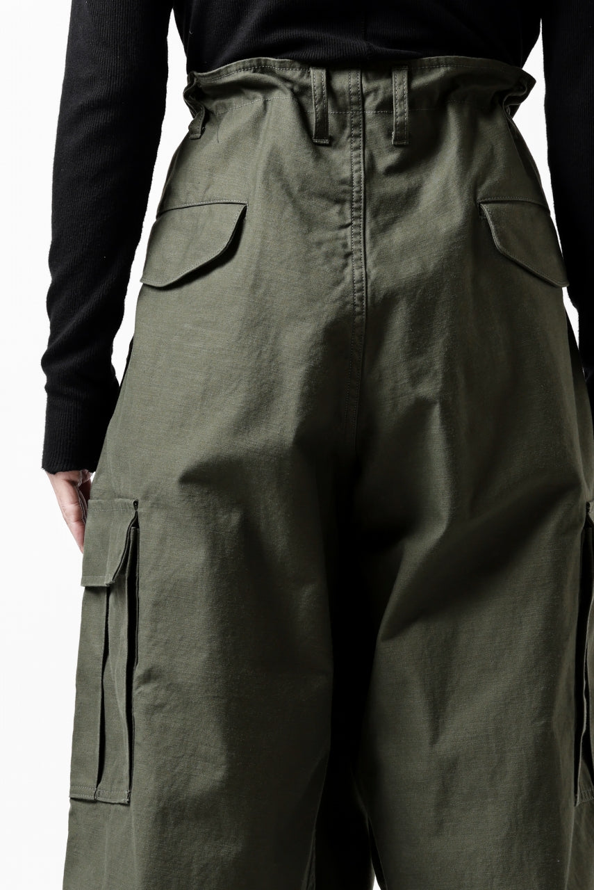 画像をギャラリービューアに読み込む, Y's WRAP WAIST PANTS ARMY-DETAIL / BACK SATIN VULCANIZATION COTTON (KHAKI)