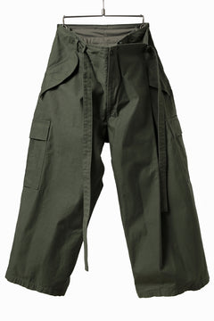 画像をギャラリービューアに読み込む, Y's WRAP WAIST PANTS ARMY-DETAIL / BACK SATIN VULCANIZATION COTTON (KHAKI)