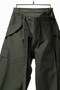 画像をギャラリービューアに読み込む, Y's WRAP WAIST PANTS ARMY-DETAIL / BACK SATIN VULCANIZATION COTTON (KHAKI)