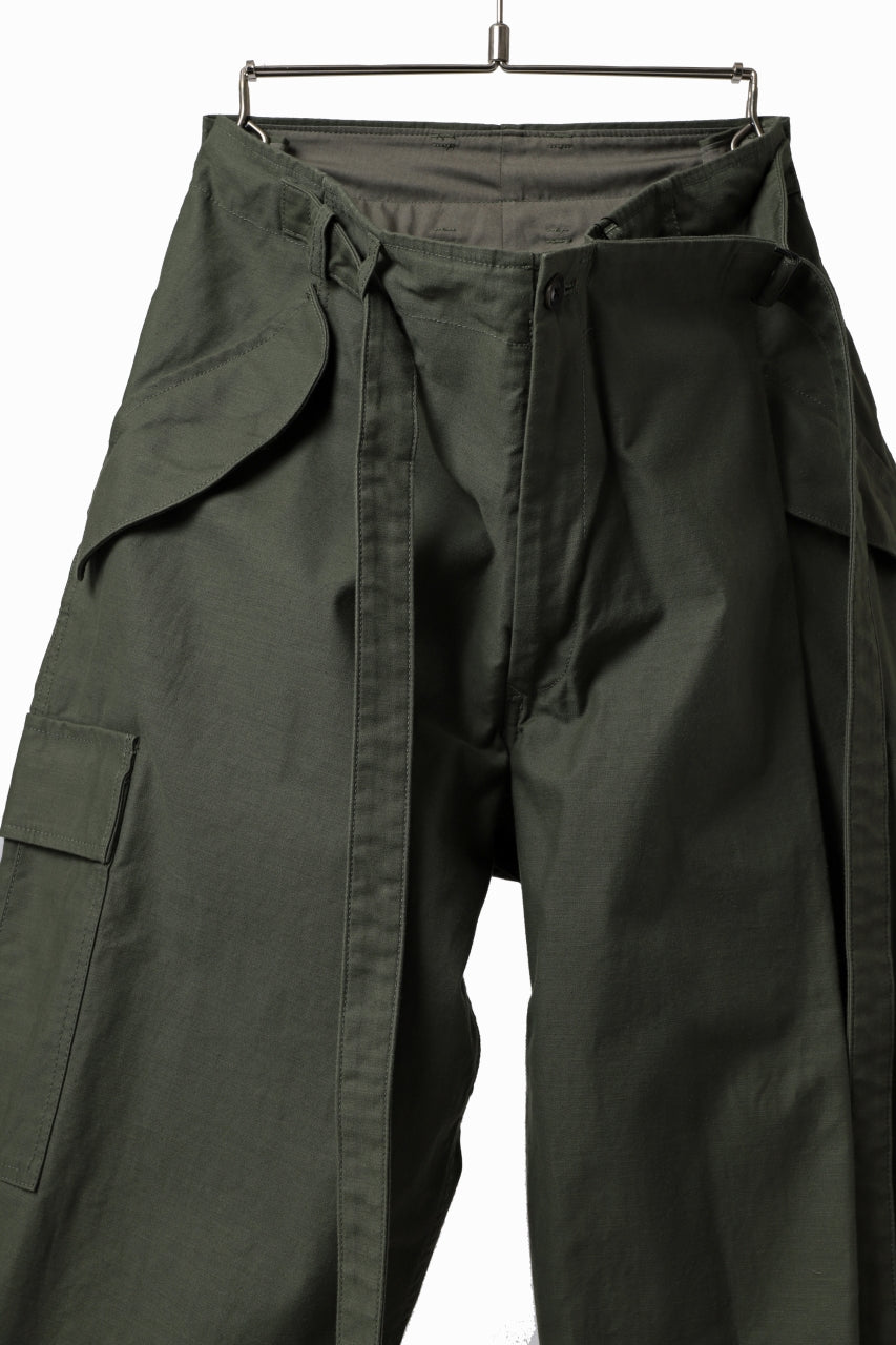 画像をギャラリービューアに読み込む, Y's WRAP WAIST PANTS ARMY-DETAIL / BACK SATIN VULCANIZATION COTTON (KHAKI)