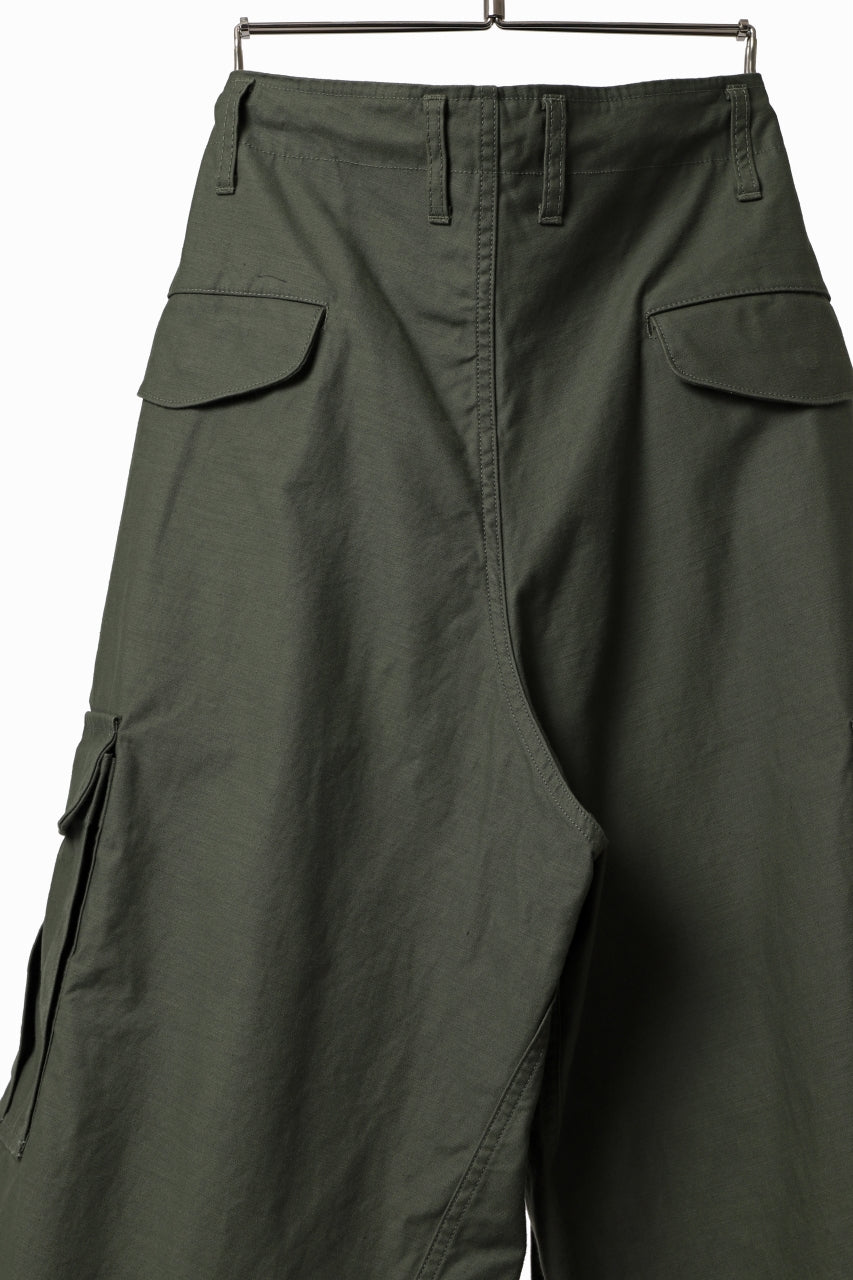 画像をギャラリービューアに読み込む, Y's WRAP WAIST PANTS ARMY-DETAIL / BACK SATIN VULCANIZATION COTTON (KHAKI)
