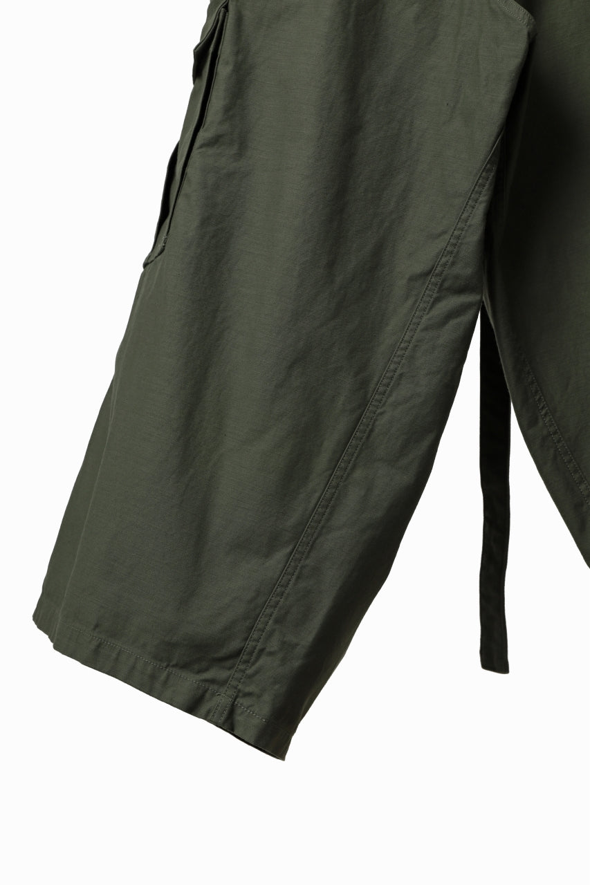 画像をギャラリービューアに読み込む, Y's WRAP WAIST PANTS ARMY-DETAIL / BACK SATIN VULCANIZATION COTTON (KHAKI)