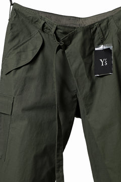 画像をギャラリービューアに読み込む, Y's WRAP WAIST PANTS ARMY-DETAIL / BACK SATIN VULCANIZATION COTTON (KHAKI)