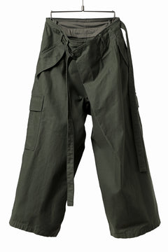 画像をギャラリービューアに読み込む, Y's WRAP WAIST PANTS ARMY-DETAIL / BACK SATIN VULCANIZATION COTTON (KHAKI)