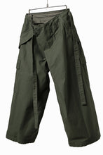 画像をギャラリービューアに読み込む, Y's WRAP WAIST PANTS ARMY-DETAIL / BACK SATIN VULCANIZATION COTTON (KHAKI)