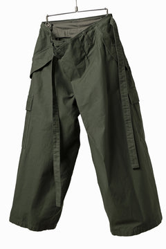 画像をギャラリービューアに読み込む, Y's WRAP WAIST PANTS ARMY-DETAIL / BACK SATIN VULCANIZATION COTTON (KHAKI)