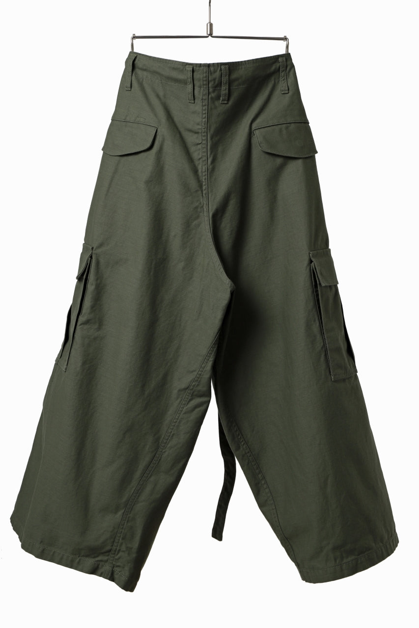 画像をギャラリービューアに読み込む, Y's WRAP WAIST PANTS ARMY-DETAIL / BACK SATIN VULCANIZATION COTTON (KHAKI)