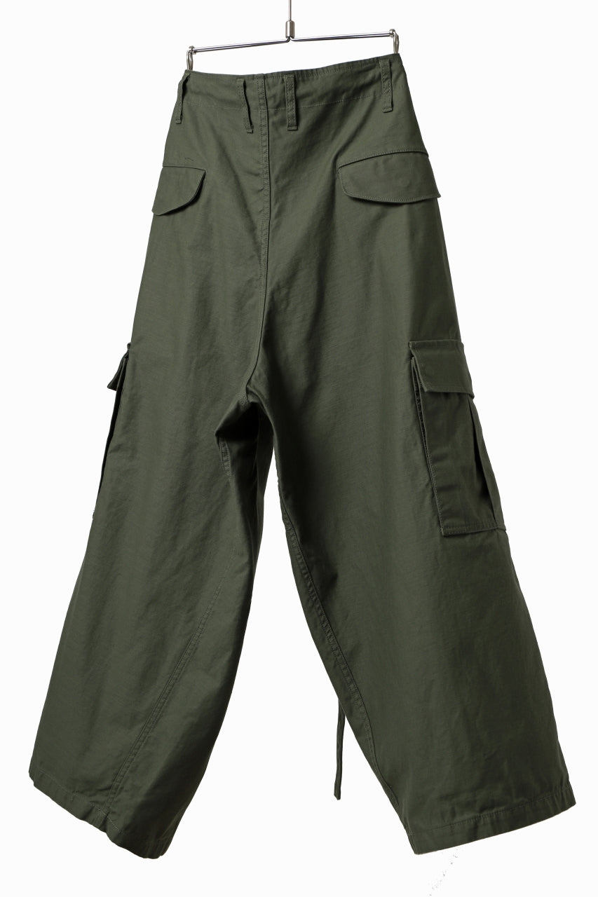 画像をギャラリービューアに読み込む, Y's WRAP WAIST PANTS ARMY-DETAIL / BACK SATIN VULCANIZATION COTTON (KHAKI)