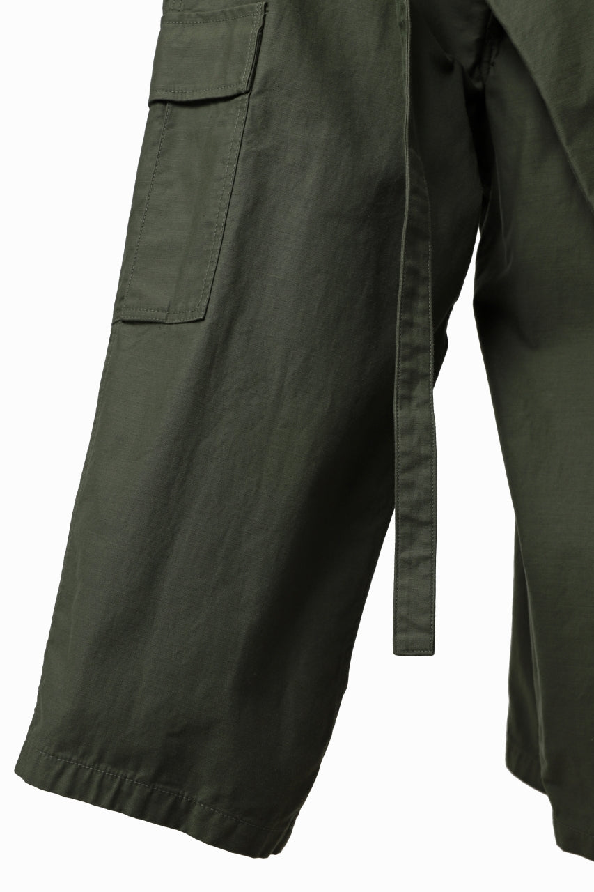 画像をギャラリービューアに読み込む, Y's WRAP WAIST PANTS ARMY-DETAIL / BACK SATIN VULCANIZATION COTTON (KHAKI)