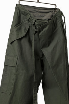 画像をギャラリービューアに読み込む, Y's WRAP WAIST PANTS ARMY-DETAIL / BACK SATIN VULCANIZATION COTTON (KHAKI)