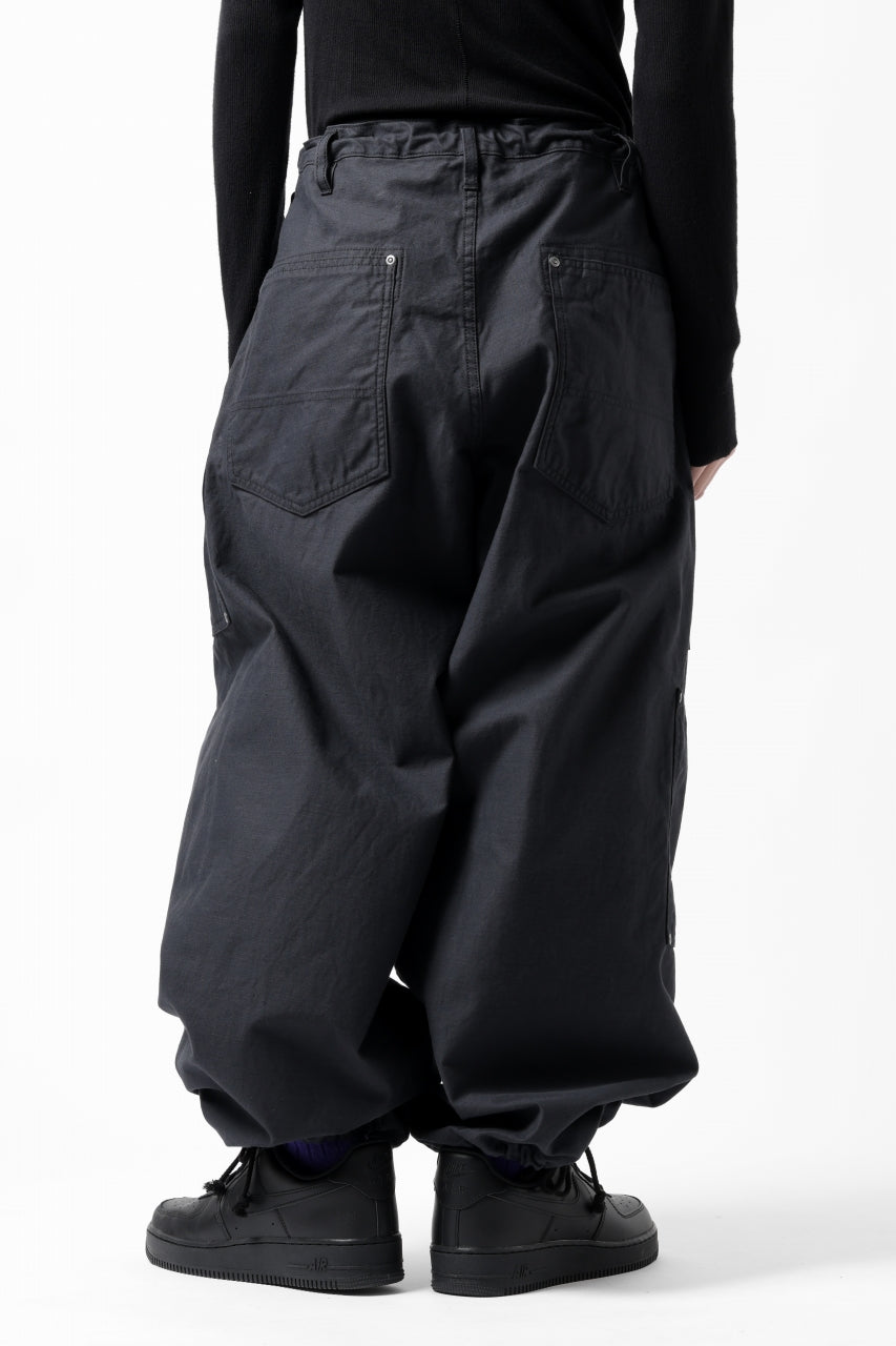 画像をギャラリービューアに読み込む, Y's WIDE STRAIGHT PANTS WORKER-DETAIL / BACK SATIN VULCANIZATION COTTON (BLACK)