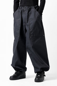 画像をギャラリービューアに読み込む, Y&#39;s WIDE STRAIGHT PANTS WORKER-DETAIL / BACK SATIN VULCANIZATION COTTON (BLACK)