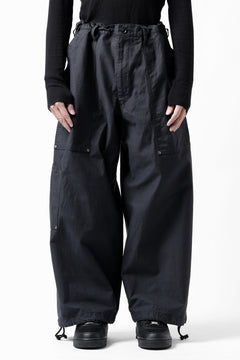 画像をギャラリービューアに読み込む, Y's WIDE STRAIGHT PANTS WORKER-DETAIL / BACK SATIN VULCANIZATION COTTON (BLACK)