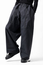 画像をギャラリービューアに読み込む, Y's WIDE STRAIGHT PANTS WORKER-DETAIL / BACK SATIN VULCANIZATION COTTON (BLACK)