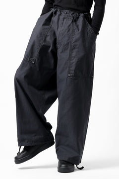画像をギャラリービューアに読み込む, Y's WIDE STRAIGHT PANTS WORKER-DETAIL / BACK SATIN VULCANIZATION COTTON (BLACK)