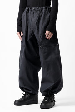 画像をギャラリービューアに読み込む, Y's WIDE STRAIGHT PANTS WORKER-DETAIL / BACK SATIN VULCANIZATION COTTON (BLACK)