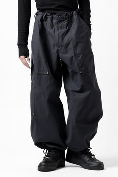 画像をギャラリービューアに読み込む, Y's WIDE STRAIGHT PANTS WORKER-DETAIL / BACK SATIN VULCANIZATION COTTON (BLACK)
