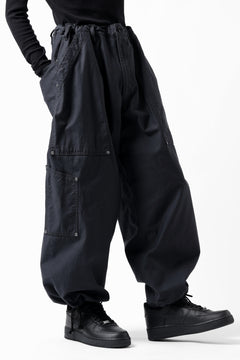 画像をギャラリービューアに読み込む, Y's WIDE STRAIGHT PANTS WORKER-DETAIL / BACK SATIN VULCANIZATION COTTON (BLACK)