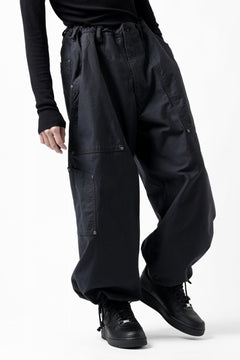 画像をギャラリービューアに読み込む, Y's WIDE STRAIGHT PANTS WORKER-DETAIL / BACK SATIN VULCANIZATION COTTON (BLACK)