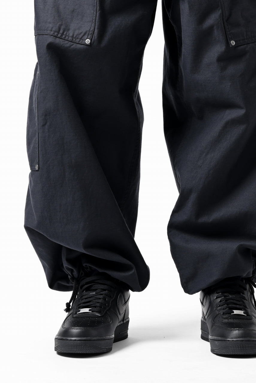 画像をギャラリービューアに読み込む, Y's WIDE STRAIGHT PANTS WORKER-DETAIL / BACK SATIN VULCANIZATION COTTON (BLACK)