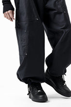 画像をギャラリービューアに読み込む, Y's WIDE STRAIGHT PANTS WORKER-DETAIL / BACK SATIN VULCANIZATION COTTON (BLACK)