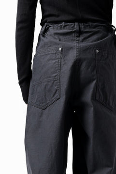 画像をギャラリービューアに読み込む, Y's WIDE STRAIGHT PANTS WORKER-DETAIL / BACK SATIN VULCANIZATION COTTON (BLACK)