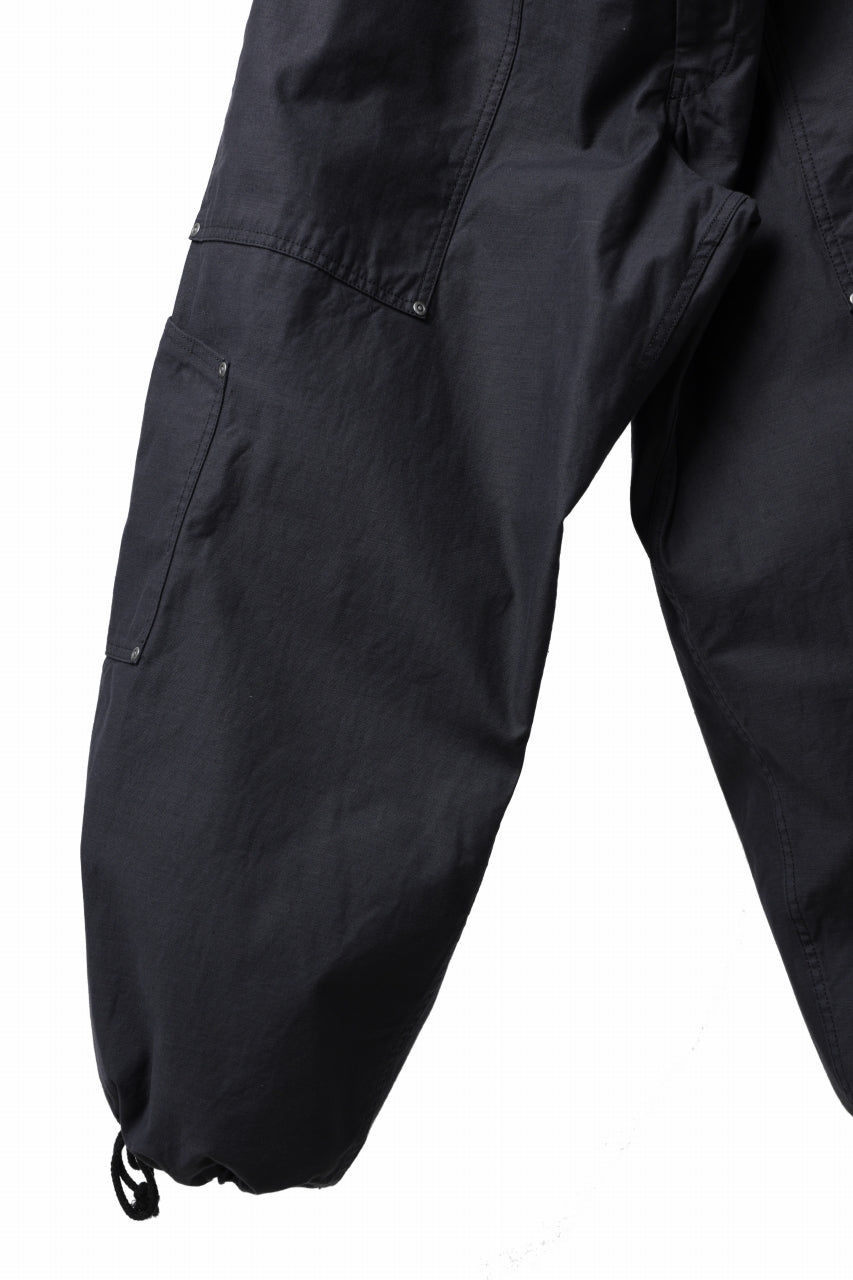 画像をギャラリービューアに読み込む, Y&#39;s WIDE STRAIGHT PANTS WORKER-DETAIL / BACK SATIN VULCANIZATION COTTON (BLACK)