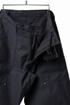 画像をギャラリービューアに読み込む, Y's WIDE STRAIGHT PANTS WORKER-DETAIL / BACK SATIN VULCANIZATION COTTON (BLACK)