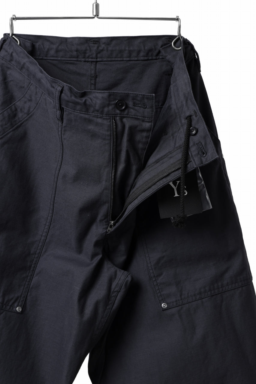 画像をギャラリービューアに読み込む, Y&#39;s WIDE STRAIGHT PANTS WORKER-DETAIL / BACK SATIN VULCANIZATION COTTON (BLACK)