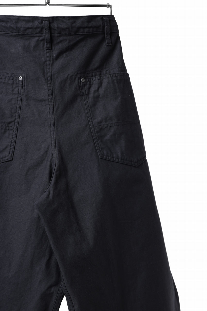 画像をギャラリービューアに読み込む, Y's WIDE STRAIGHT PANTS WORKER-DETAIL / BACK SATIN VULCANIZATION COTTON (BLACK)