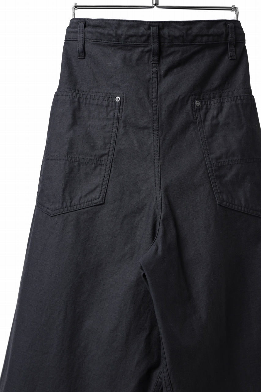 画像をギャラリービューアに読み込む, Y's WIDE STRAIGHT PANTS WORKER-DETAIL / BACK SATIN VULCANIZATION COTTON (BLACK)