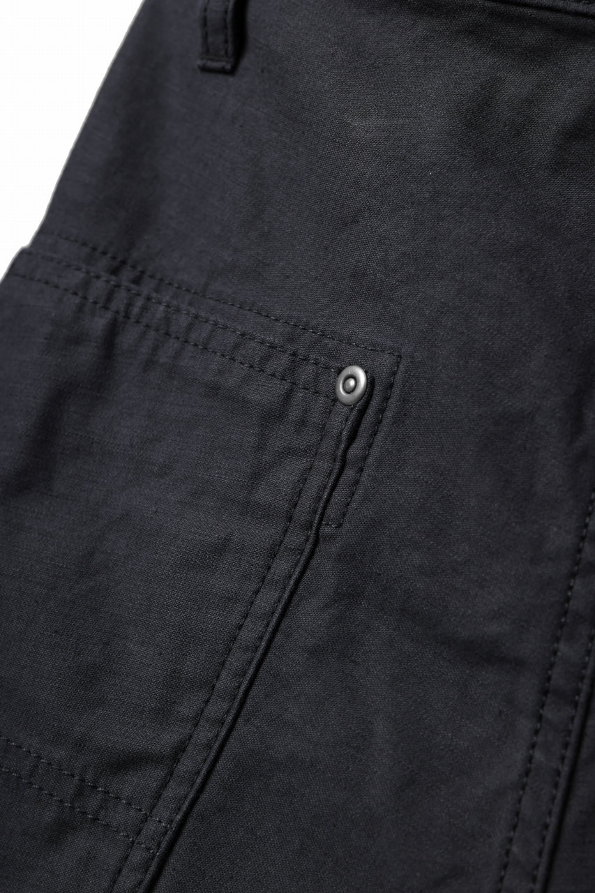 画像をギャラリービューアに読み込む, Y's WIDE STRAIGHT PANTS WORKER-DETAIL / BACK SATIN VULCANIZATION COTTON (BLACK)