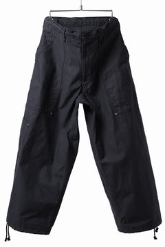 画像をギャラリービューアに読み込む, Y's WIDE STRAIGHT PANTS WORKER-DETAIL / BACK SATIN VULCANIZATION COTTON (BLACK)