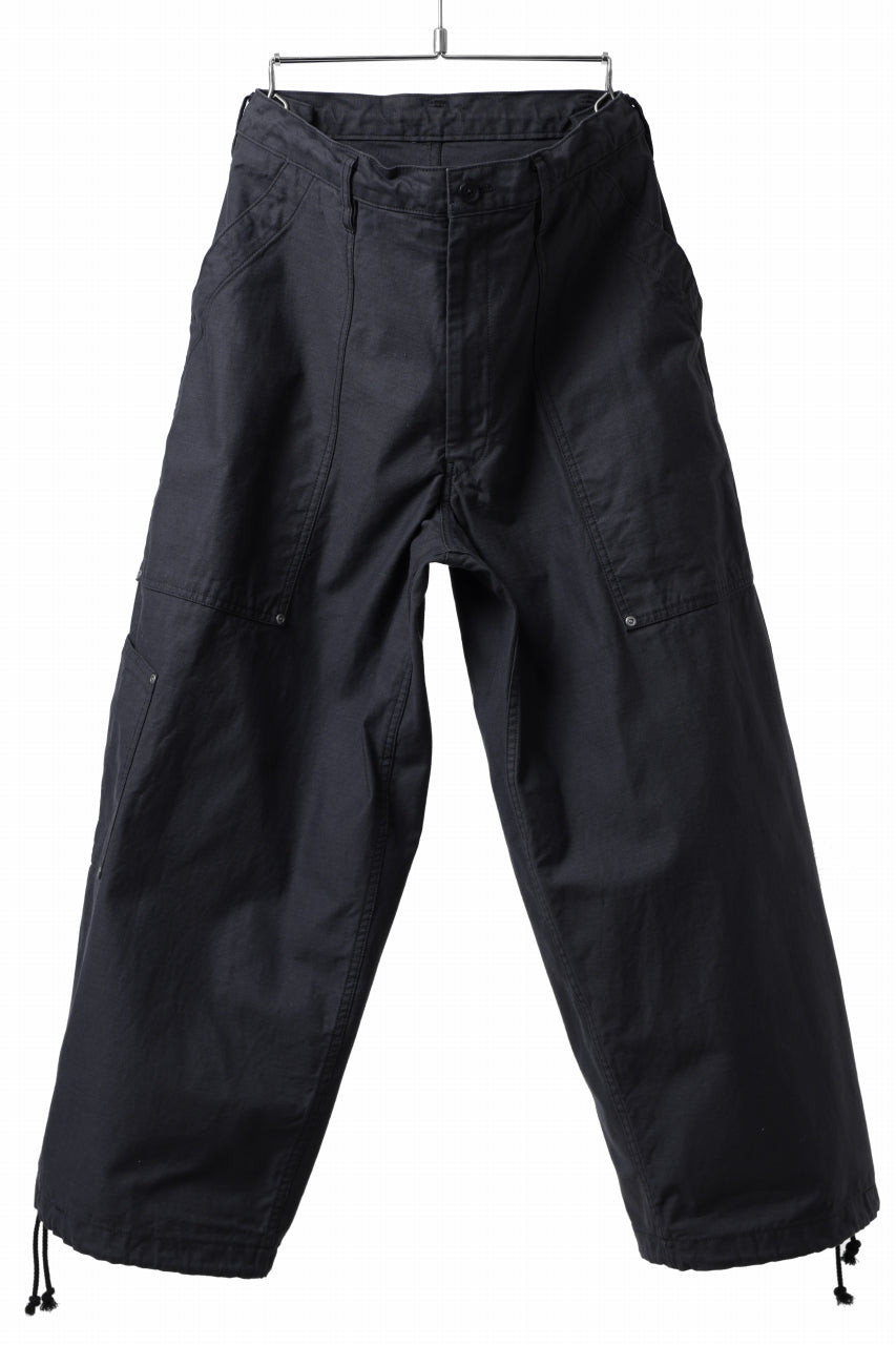 画像をギャラリービューアに読み込む, Y's WIDE STRAIGHT PANTS WORKER-DETAIL / BACK SATIN VULCANIZATION COTTON (BLACK)