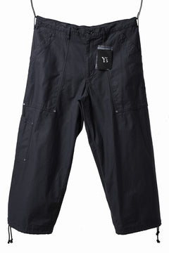 画像をギャラリービューアに読み込む, Y's WIDE STRAIGHT PANTS WORKER-DETAIL / BACK SATIN VULCANIZATION COTTON (BLACK)
