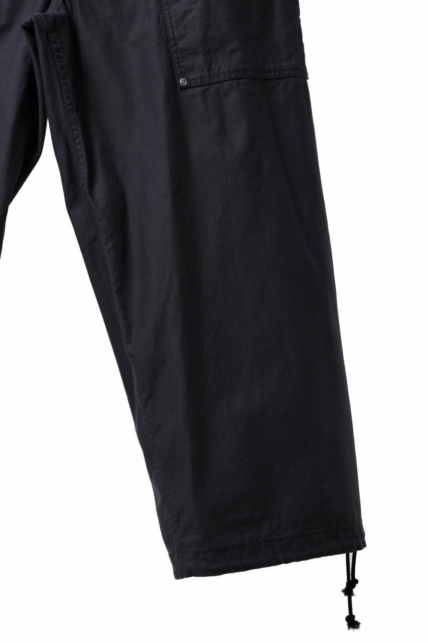 画像をギャラリービューアに読み込む, Y's WIDE STRAIGHT PANTS WORKER-DETAIL / BACK SATIN VULCANIZATION COTTON (BLACK)