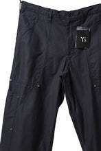 画像をギャラリービューアに読み込む, Y's WIDE STRAIGHT PANTS WORKER-DETAIL / BACK SATIN VULCANIZATION COTTON (BLACK)