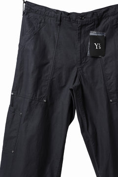 画像をギャラリービューアに読み込む, Y's WIDE STRAIGHT PANTS WORKER-DETAIL / BACK SATIN VULCANIZATION COTTON (BLACK)