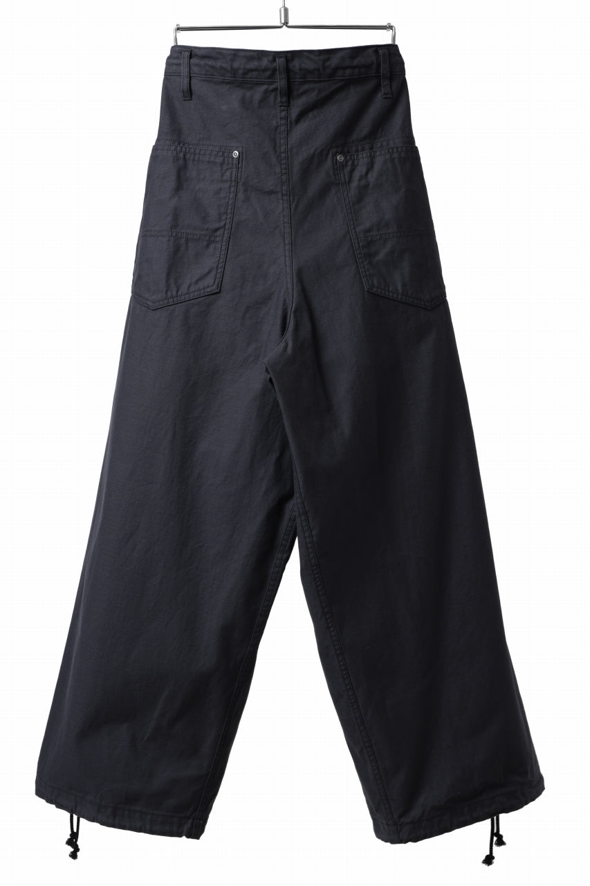 画像をギャラリービューアに読み込む, Y's WIDE STRAIGHT PANTS WORKER-DETAIL / BACK SATIN VULCANIZATION COTTON (BLACK)