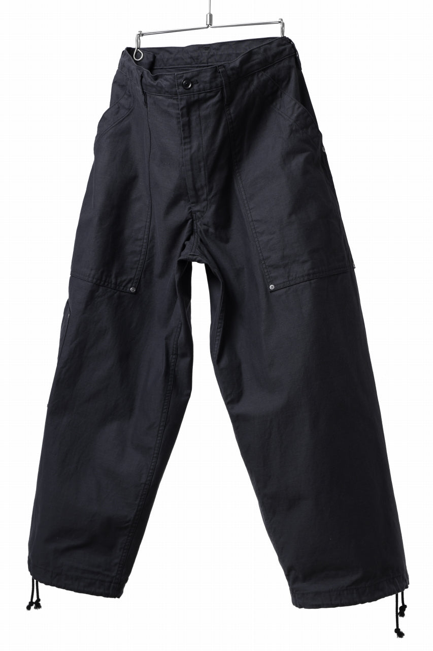 画像をギャラリービューアに読み込む, Y&#39;s WIDE STRAIGHT PANTS WORKER-DETAIL / BACK SATIN VULCANIZATION COTTON (BLACK)