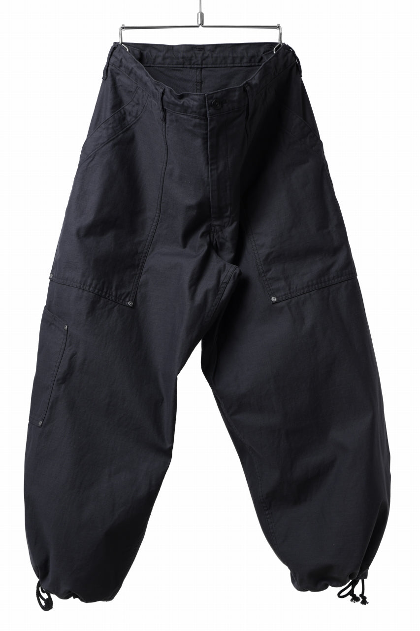 画像をギャラリービューアに読み込む, Y&#39;s WIDE STRAIGHT PANTS WORKER-DETAIL / BACK SATIN VULCANIZATION COTTON (BLACK)