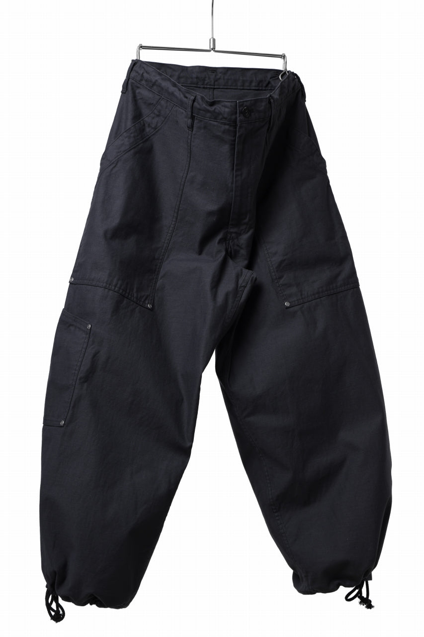 画像をギャラリービューアに読み込む, Y's WIDE STRAIGHT PANTS WORKER-DETAIL / BACK SATIN VULCANIZATION COTTON (BLACK)