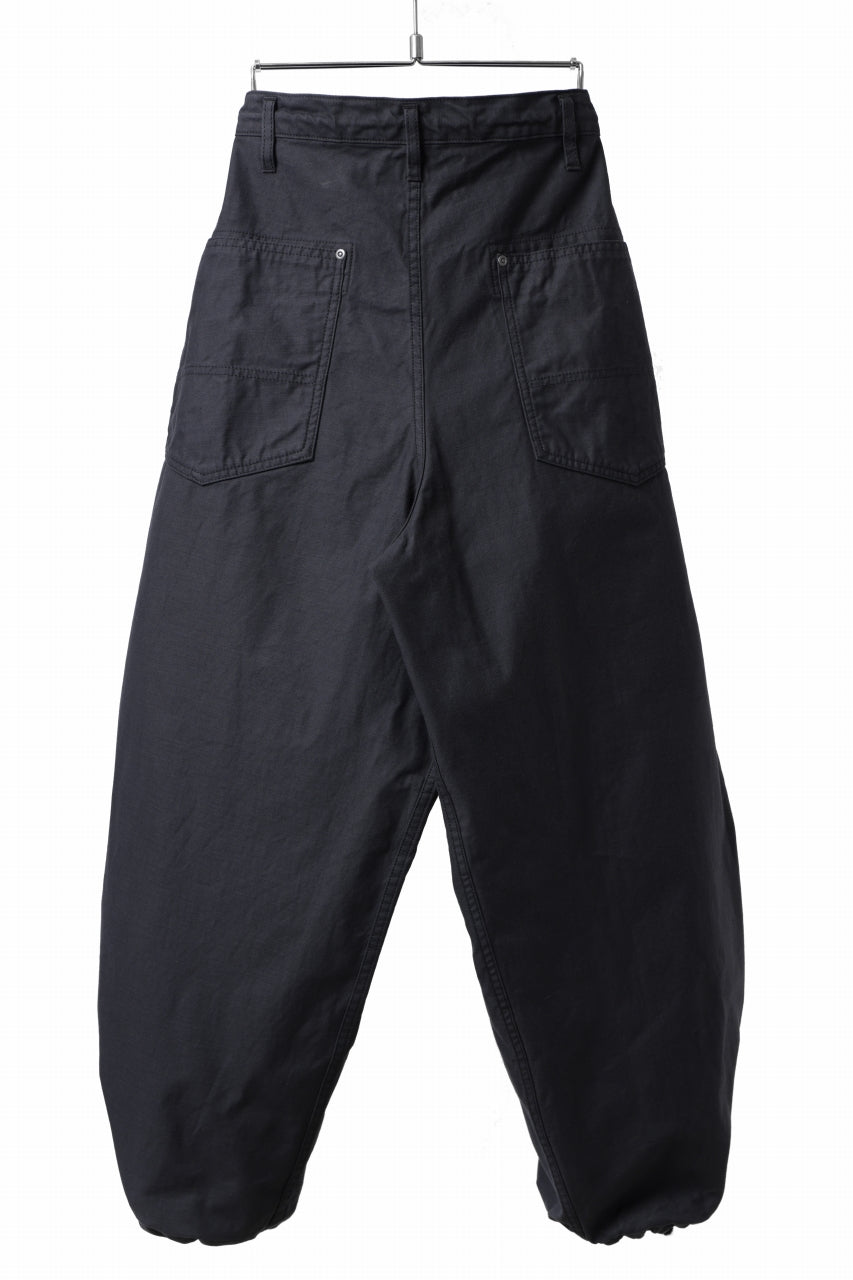 画像をギャラリービューアに読み込む, Y's WIDE STRAIGHT PANTS WORKER-DETAIL / BACK SATIN VULCANIZATION COTTON (BLACK)