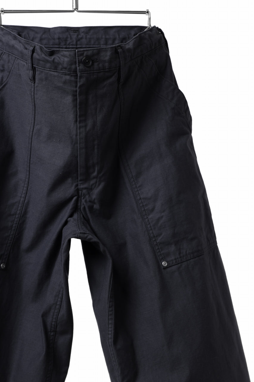 画像をギャラリービューアに読み込む, Y's WIDE STRAIGHT PANTS WORKER-DETAIL / BACK SATIN VULCANIZATION COTTON (BLACK)