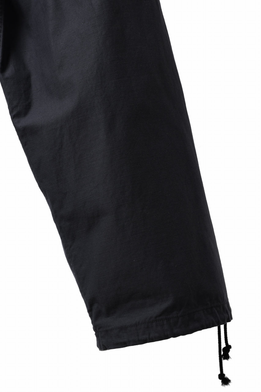 画像をギャラリービューアに読み込む, Y&#39;s WIDE STRAIGHT PANTS WORKER-DETAIL / BACK SATIN VULCANIZATION COTTON (BLACK)