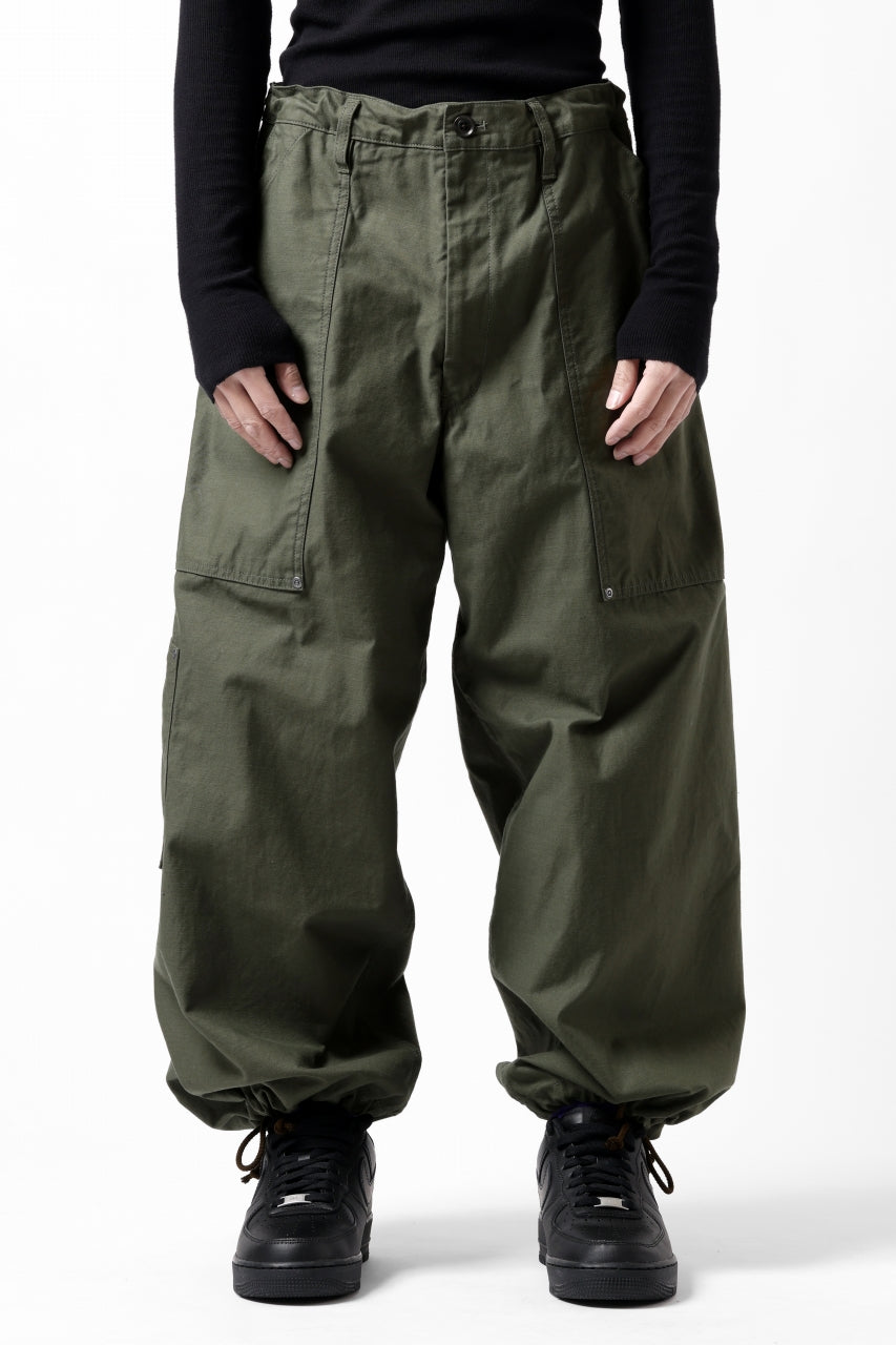 画像をギャラリービューアに読み込む, Y's WIDE STRAIGHT PANTS WORKER-DETAIL / BACK SATIN VULCANIZATION COTTON (KHAKI)