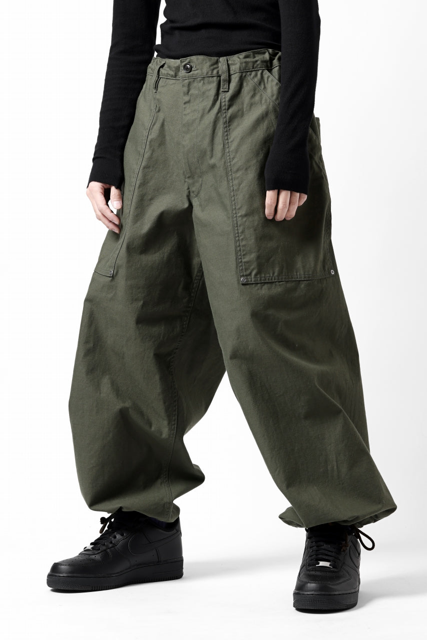 画像をギャラリービューアに読み込む, Y's WIDE STRAIGHT PANTS WORKER-DETAIL / BACK SATIN VULCANIZATION COTTON (KHAKI)