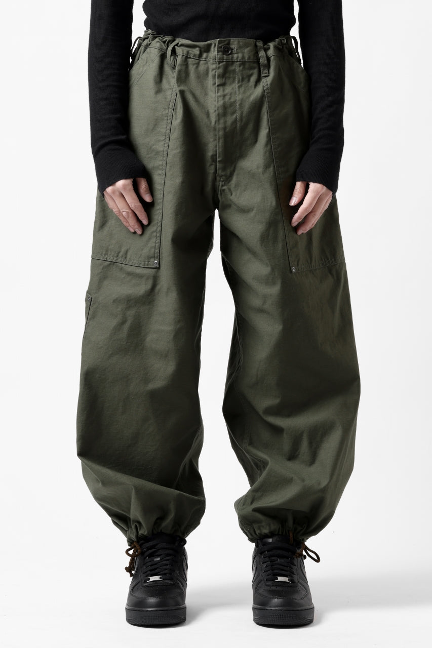 画像をギャラリービューアに読み込む, Y's WIDE STRAIGHT PANTS WORKER-DETAIL / BACK SATIN VULCANIZATION COTTON (KHAKI)